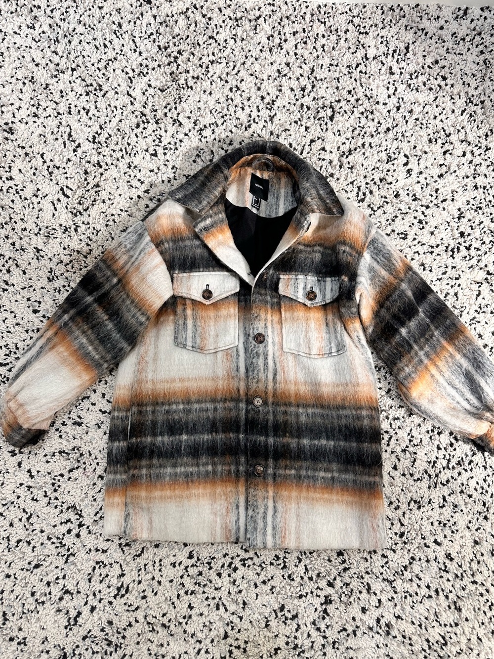 Forever 21 Plaid Shacket Jacket in Black, Gray & Brown